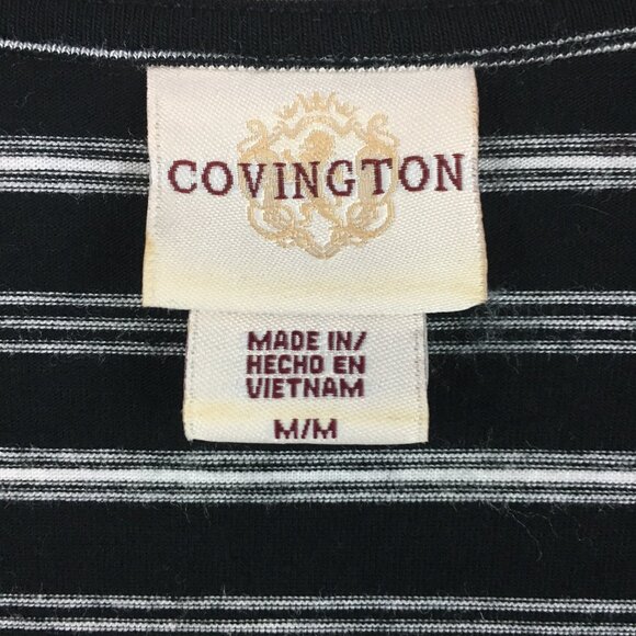 Covington Faux Wrap Stripe Knit Short Sleeve Pullover Top - Picture 6 of 11